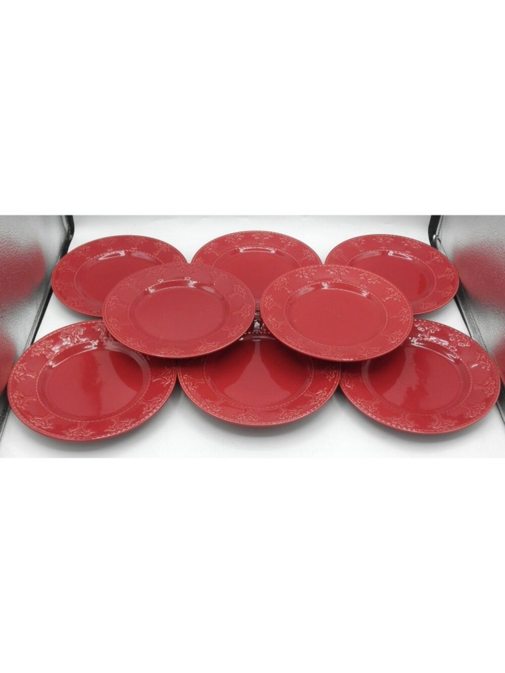 Athena Red by JC Penney Home 7-3/8 inch Salad Plates Set of 8 Pattern: JCPATHR